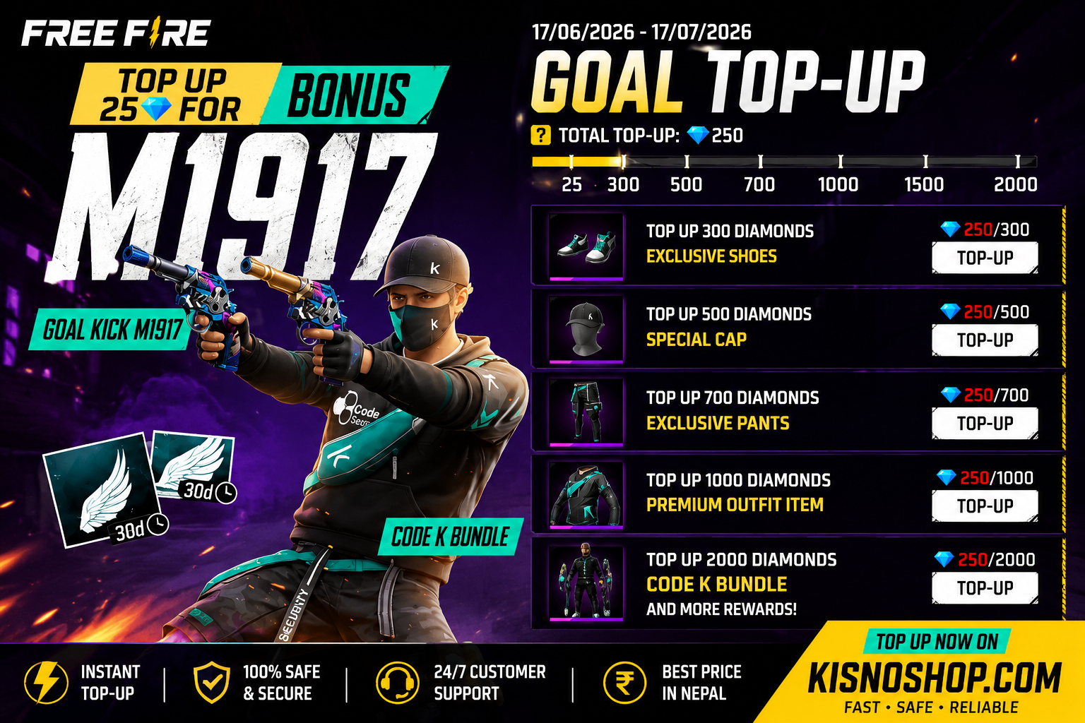 Free Fire GOAL Top-Up Event 2026: Get Exclusive Code K Bundle Rewards