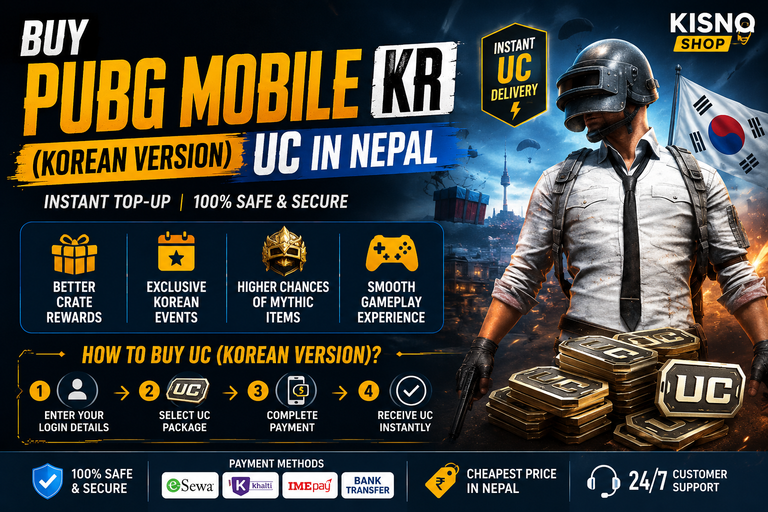 How to Buy PUBG Mobile KR (Korean Version) UC in Nepal